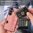 thumbnail image 6 of ShellTech for Ring Holder Samsung Galaxy A15 Case , Shockproof Leather Hand Strap Kickstand Card Slot Case TPU Back Cover for Galaxy A15,Pink, 6 of 9