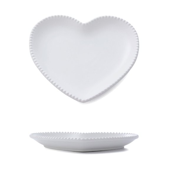 CHOOLD Elegant Ceramic Heart Shaped Dessert Plate for Kitchen Party, 7 Inch - 1 PCS