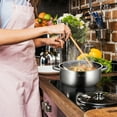 thumbnail image 3 of 2 PCS Stainless Steel Steamer Pot Set Cookware W/ Tempered Glass Lid, 3 of 5