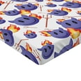thumbnail image 2 of Ambesonne Emoji Fitted Sheet, Evil Character Born to Be Bad, King Size, Violet Blue and Burnt Orange, 2 of 3