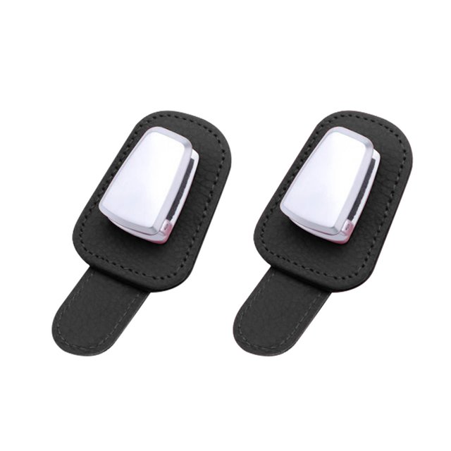 Pompotops Cadre de Lunettes de Voiture Portable, GM Pare-Soleil, Pièces Automobiles, Cadre de Lunettes en Cuir, Clip de Billets, Multi-Fonction (2pc) Jeu