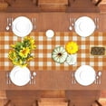 thumbnail image 5 of Watercolor Orange White Buffalo Check Plaid Table Runner Gingham Tablecloth Farmhouse Spring Summer Fall Home Kitchen Table Decorations-13×90'''', 5 of 6