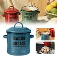 thumbnail image 2 of Lard Oil Storage Jar with Double Handle Enamel Cooking Pot,Farmhouse Bacon Grease Keeper,Enamel Bacon Grease Container,Farmhouse Cooking Pot Keeper Collector,Dishwasher Safe,1 PC,Blue, 2 of 9