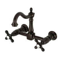 Kingston Brass KS1265AX Heritage Double-Handle Wall-Mount Bridge Kitchen Faucet, Oil Rubbed Bronze