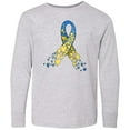 thumbnail image 3 of Inktastic Down Syndrome Awareness Blue and Yellow Hearts Ribbon Long Sleeve Youth T-Shirt, 3 of 5
