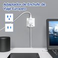 thumbnail image 4 of Adaptador europeo con dos puertos USB y dos enchufes de estilo americano. Compacto y ligero, convierte enchufes americanos / mexicanos en enchufes europeos., 4 of 8