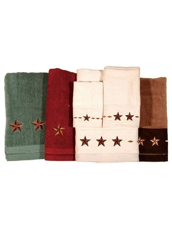 HiEnd Accents Embroidered Star 3-PC Western Bath Towel Set, Red
