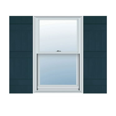 14 in. W x 75 in. H Builders Edge, Standard Four Board Joined (3 Batten), Board-n-Batten Shutters, Includes Matching Installation Spikes, 166 - Midnight Blue