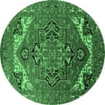 thumbnail image 1 of Ahgly Company Indoor Round Oriental Emerald Green Industrial Area Rugs, 7' Round, 1 of 4