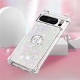thumbnail image 5 of Glitter Clear Sparkly Bling for Google Pixel 8 Pro Case, Flowing Liquid Quicksand Cover with Diamond Ring Holder Case for Google Pixel 8 Pro  Colorful, 5 of 7