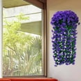 thumbnail image 1 of Guirnalda colgante de flores artificiales de violeta con orquídeas de seda, arreglo floral decorativo reutilizable para bodas, eventos, decoración del hogar y jardín., 1 of 7