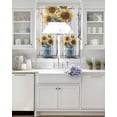 thumbnail image 3 of Sunflower Swag Kitchen Curtains Sets for Windows 24 Inch Length, Pastoral Pastel Yellow Floral Rustic Wood Plank Short Window Curtain Panels Swags Valances and Tiers 3 Piece Set for Cafe/Dining Room, 3 of 5