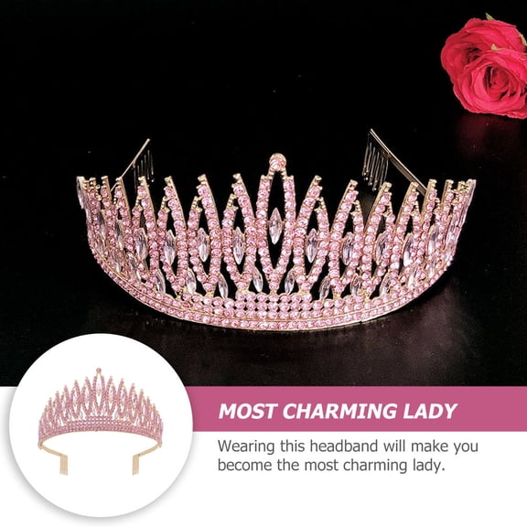 STRANDCHIC 1Pc Pink Wedding Crown Hair Hoop for Elegant Bride