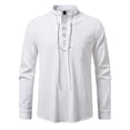 thumbnail image 2 of pstuiky Camisas casuales de manga larga para hombre, Suéter informal de manga larga con cuello alto y cordón ajustable para hombre, color liso, a la moda top de hombre s, 2 of 9