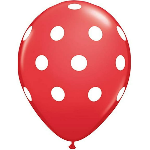 12 Qualatex Polka Dot Balloon Red White Color 11"