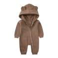 thumbnail image 2 of Bovxnpu Fall Winter Newborn Bodysuit, Infant Rompers, Toddler Kids Boys And Girls Solid Color Cute Long Sleeve Hooded Romper Jumpsuits, 2 of 7