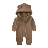 Qlbmong Toddler Baby Clothes Newborn Hooded Infant Fleece Rompers Comfy Cotton Unisex Clothes Winter