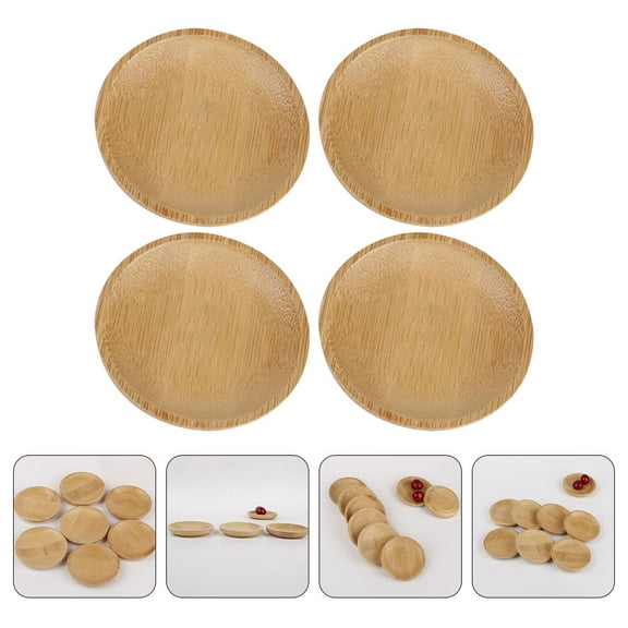 UPGRATOR 4Pcs Small Bamboo Dipping Dishes Khaki For Small Dipping Bowls