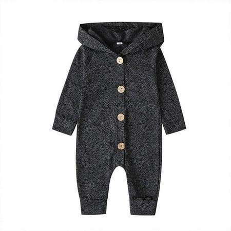 

BELLZELY Toddler Clothing Sets Clearance Infant Boys and Girls Long Sleeve Hooded Bodysuit Infant Single Breasted Solid Color Fashion Romper