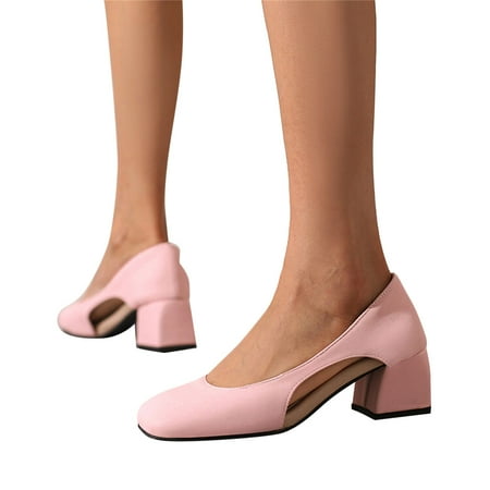 Mepaouo Womens Heeled Shoes Square Toe Low Heel Kitten Heels Wedding Prom Dress Shoes