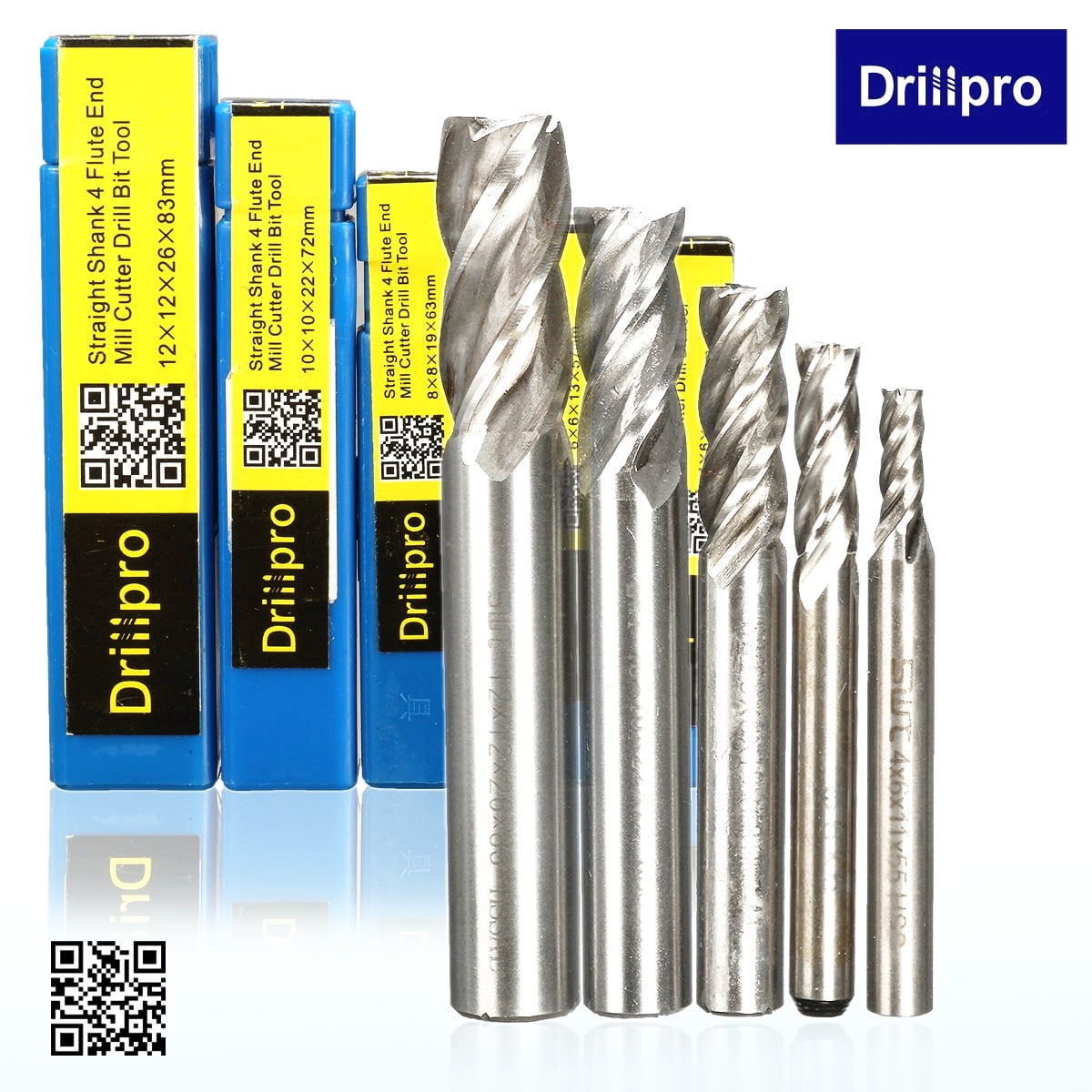 5pcs CNC End Mill Cutter Milling Machine HSS Straight Shank Drill Bit 4 Flute