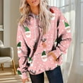 thumbnail image 4 of LEBONYARD Women's Trendy Crew Neck Hooded Drawstring Christmas Printing Pullover Sweatshirts Casual Long Sleeved Round Neck Loose Warm Fit Sweatshirts, 4 of 7