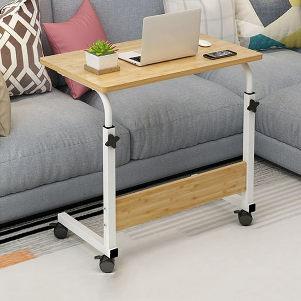 Removable Adjustable Height Laptop Table Computer Desk Sofa Bed Side Table With Wheels For Home Office Walmart Com Walmart Com
