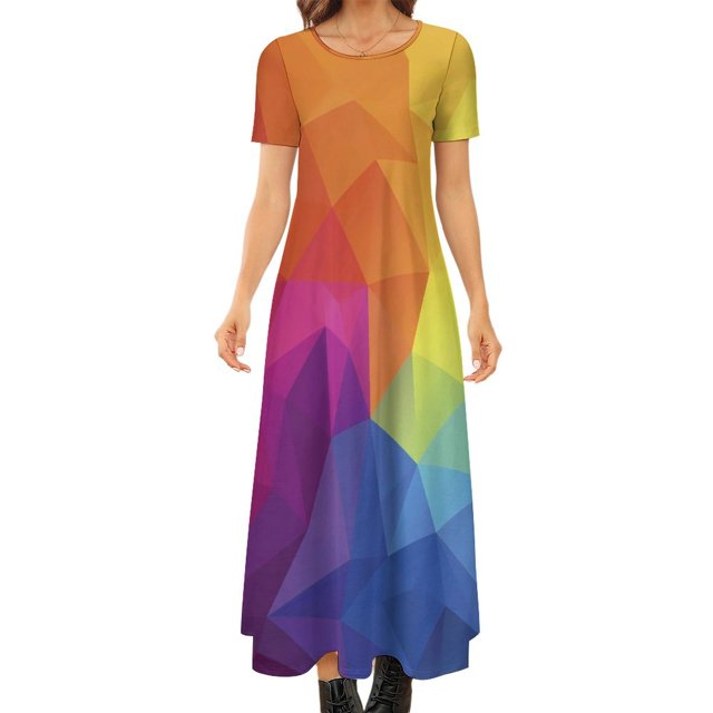 Robe Rayée Art Abstrait Drôle Boho Plage Longues Robes Maxi Mignonnes pour Femmes Grande Taille