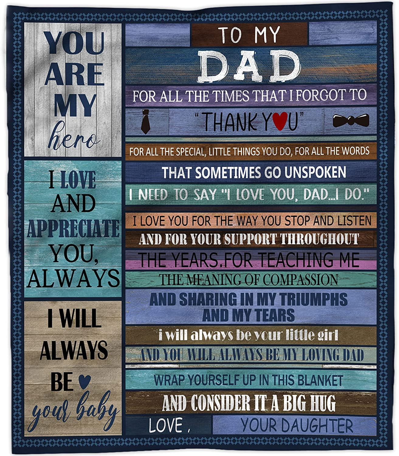 Dad Blanket from Daughter, Dad Gifts from Daughter, Gift for Dad Throw
