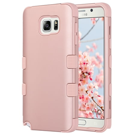 ULAK Galaxy Note 5 Case, Hybrid Soft Silicone Bumper Hard PC Cover Anti Slip Dust Scratch Shock Resistance Protective Case for Samsung Galaxy Note 5 (Rose