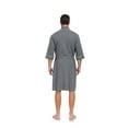 thumbnail image 6 of ANLIQI Mens 100% Cotton Short Robes Lightweight Kimono Bathrobe Soft Knee Length Robe with Pockets (Dark Grey, 2XL), 6 of 8