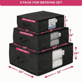 thumbnail image 6 of Cedar Storage Bag Organizer for Bedding Set - Protects from Moths, Moisture, Dirt & Dust - Set of 3 Storage Bags for Bed Sheets, Comforter, Pillows & More - Space-Saving Bedding Organizer, Black, 6 of 7