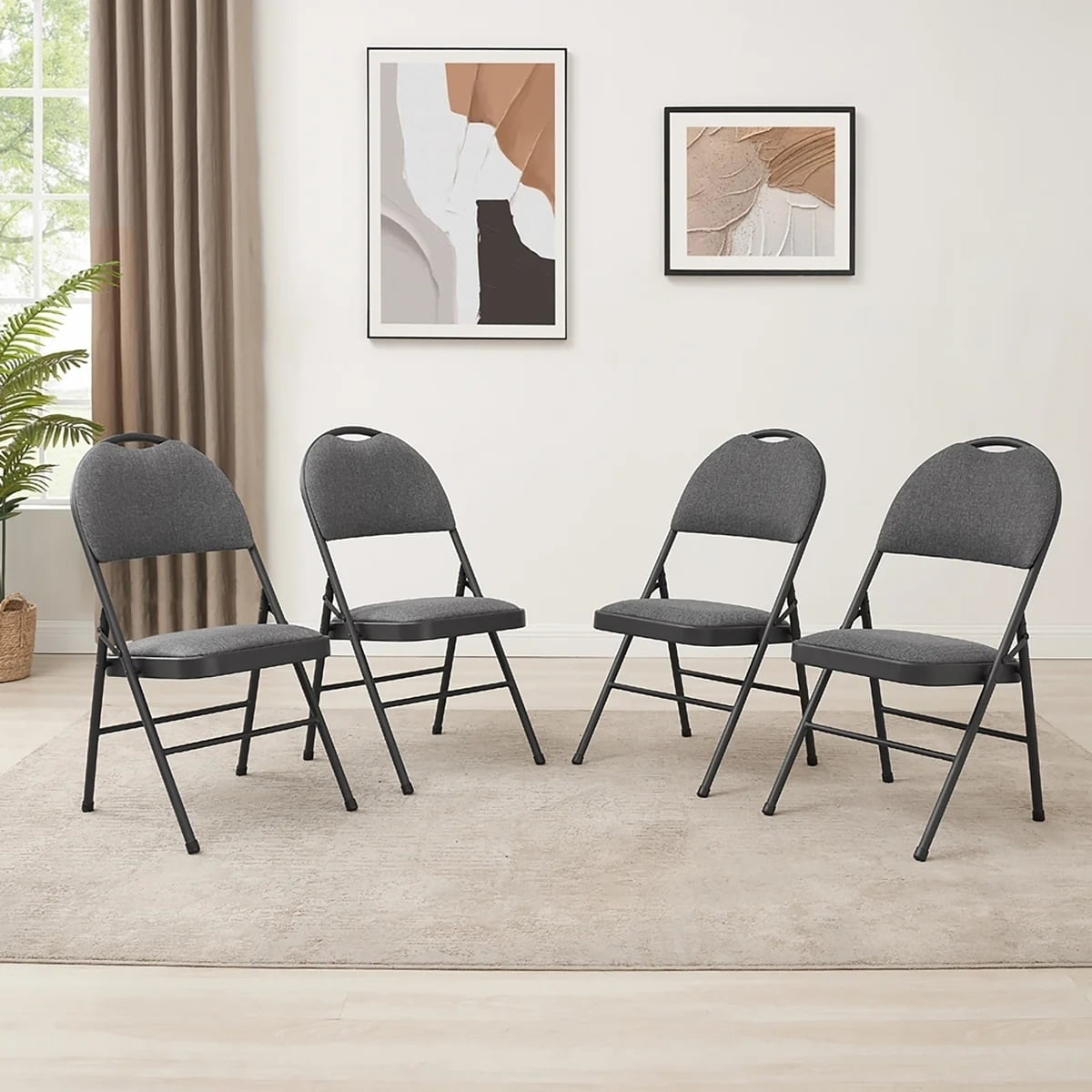 Maxchief Metal High Back Padded Folding Chair, Gray