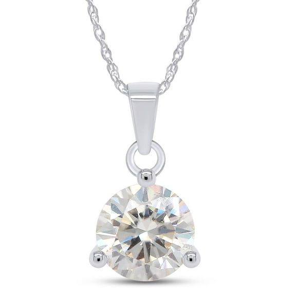 AFFY 2 Carat Moissanite Diamond Solitaire Pendant Necklace for Women in 18k White Gold over Silver