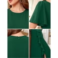 thumbnail image 5 of DARING DIVA Ruffle Crew Neck Short Sleeve Cocktail Midi Dress S Dark Green, 5 of 6