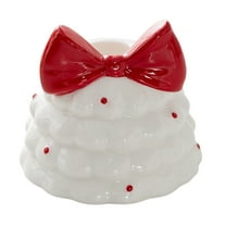 geerera Christmas Tree with Bow Candle Holder , Ceramic Festive Candlestick, Holiday Centerpiece Decor for Home Wedding Xmas Dinning Party