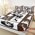 thumbnail image 3 of jejeloiu Safari Animal Bear Twin Sheet Sets,Bear Elk Silhouette Twin Fitted Sheet,Nature Mountain Landscape Flat Sheet For Boys Kids,Microfiber Bedroom Decor,3 Pieces, 3 of 7