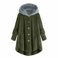 thumbnail image 1 of Lindbes Clearance Womens Plus Size Button Jacket Plush Solid Color Hooded Jacket Loose Cardigan Coat Winter Jacket Sweater, 1 of 4