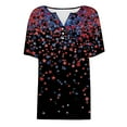 thumbnail image 5 of Elvqul 4th of July Shirts for Women Patriotic Tops Plus Size Independence Day Star V-Neck Ladies T Shirts 3/4 Sleeve, 5 of 5