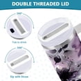 thumbnail image 5 of 40 oz Insulated Stainless Steel Tumbler Double Wall Stainless Steel Tumbler with 2-Way Drinking Light Purple and Black Floral, 5 of 9