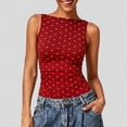thumbnail image 2 of WEIWEN Spaghetti Strap Tank Top for Women Sleeveless Ribbed Knit Vest Shirts Slim Fit Summer Going Out Camisole Womens Tank Tops Red, L, 2 of 7