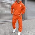 thumbnail image 4 of Men's Suits Product Title for Men Casual Solid Two Piece Hooded Sports Set with Raglan Sleeve Drawstring Pant Set, 4 of 5