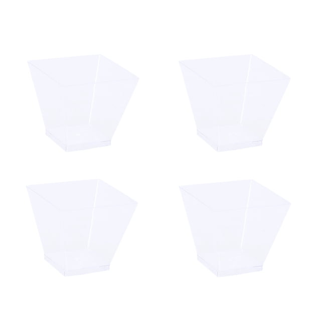 EeaseMX 40 vasos desechables de plástico transparente para porciones, cuadrados, transparentes, para gelatina, yogur, mousses y postres.