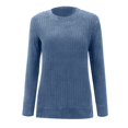 thumbnail image 4 of VISALY Pullover Crewneck Sweatshirt Tunic Sweatshirt Long Sleeve Shirts Loose Fit Casual Tops Fall Fashion Pullover Sweaters Side Oversized Sweatshirt Pullover Women Sweater Shirts Blue S, 4 of 9