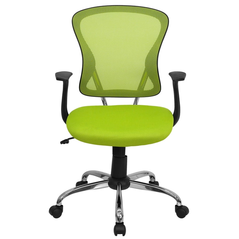 Flash Furniture Mid Back Green Mesh Swivel Task Office Chair with Chrome Base and Arms