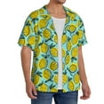 thumbnail image 4 of KLL Lemon1 Print Men's Shirt Short Sleeve Button Down Summer Cuba Beach Shirts- Medium, 4 of 7