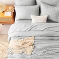 thumbnail image 2 of Juego de cama CozyLux King Seersucker, edredón gris claro, 7 unidades, 2 of 9