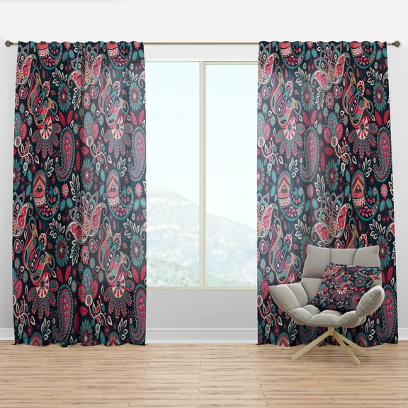 Designart 'Bituminous Bloom XVIII' Floral Curtain Panel