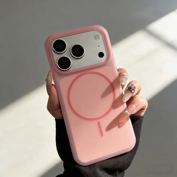 For iPhone 17 Magnetic Phone Case,Compatible with Mag-Safe,Anti-fingerprinting Matte Back,Ultra Slim Shockproof Anti-fall Non-Slip Drop Protection,Anti-Scratch Thin Fit Phone Case,Pink
