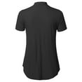 thumbnail image 2 of FashionOutfit Women's Solid Loose Fit Chocker Neck V-neck Cutout Short Sleeve Top, 2 of 3